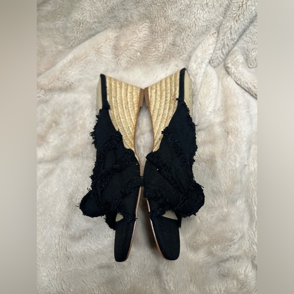 Sole Society Fabric Knot Slip On Espadrille Wedges in Black Size 7 - Picture 3 of 8